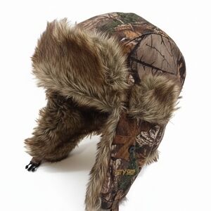 Mens Insulated HOT SHOT Camouflage Trapper Hat with Faux Fur Lining